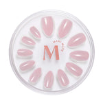 Strawberry Glazed, Ain't Phased strawberry pink glazed press-on nails by Mani Muse, on white background.