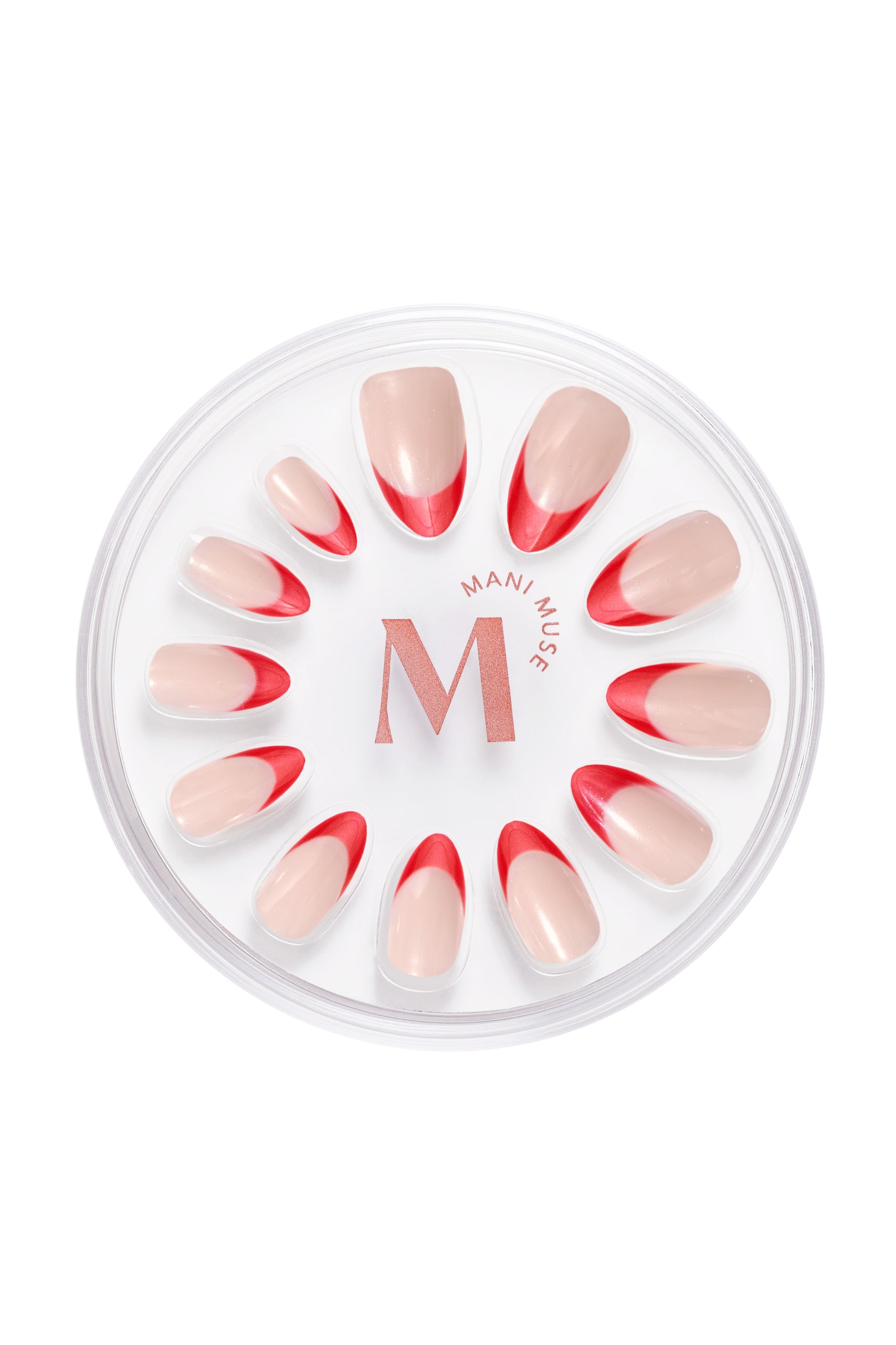 Mani Muse Red French Tip Press-on Nails - Almond
