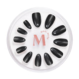 Midnight Night Cap black with pearl gloss press-on nails by Mani Muse, on white background.