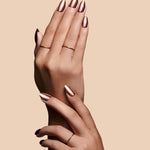 Nail Flex 'N Chill bronze cat-eye press-on nails by Mani Muse, close-up hand shot.