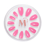 Pink To Make 'Em Wink hot pink glazed press-on nails by Mani Muse, on white background.