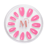 Pink To Make 'Em Wink hot pink glazed press-on nails by Mani Muse, on white background.